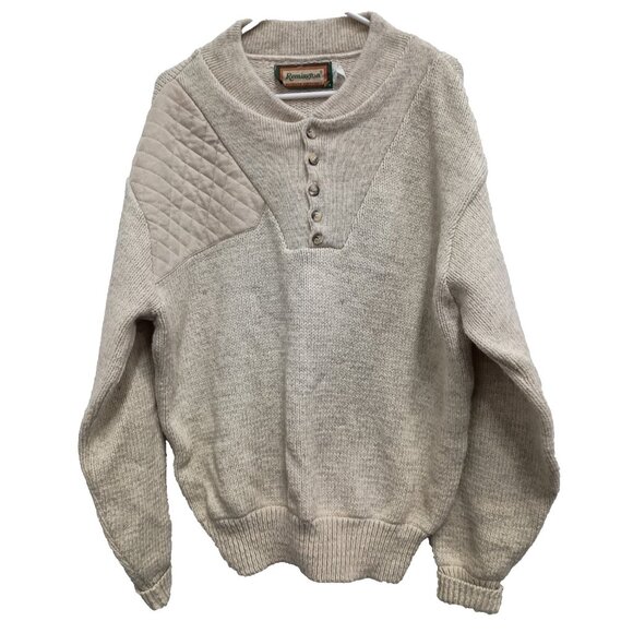 Remington Other - VTG 90s Remington Mens Sweater Size XL Ivory Wool Blend Heavy Henley Gorpcore